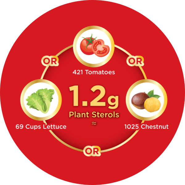 Food equivalents of 1.2g of plant sterol